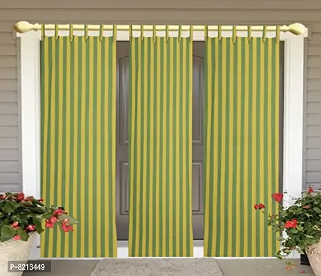 Red Stripe Loop Door Curtain Set of 3 PCS-thumb0