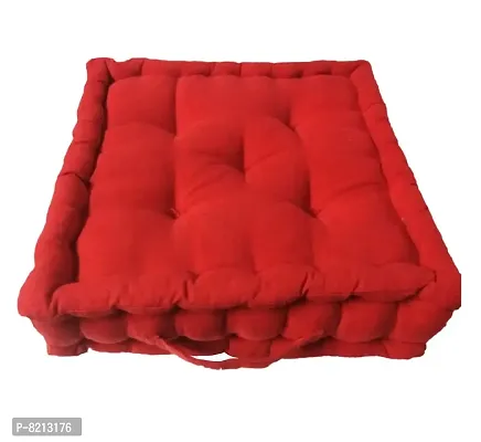 New Ladies Zone Cotton, Striped Floor Cushion (Red, 40 cm X 40 cm, 16 x 16 inch, 1200 g Filling)