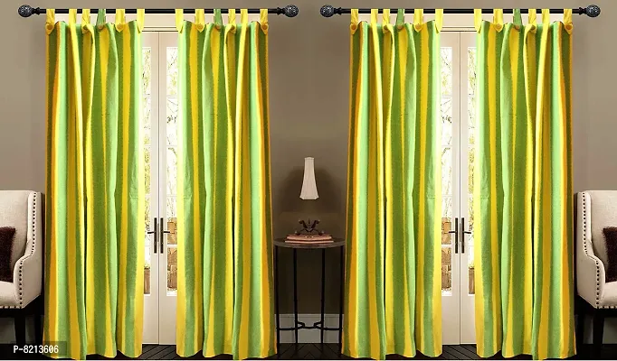 Red Strip Loop Door Curtain Set of 4PCS 100% Cotton-thumb3