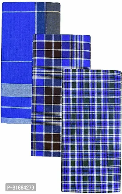 Elite Multicoloured Cotton Striped Lungis For Men Pack Of 3