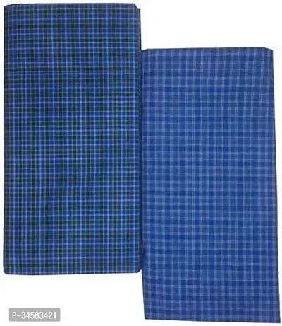 Elite Multicoloured Polycotton Checked Lungis For Men Pack Of 2-thumb2