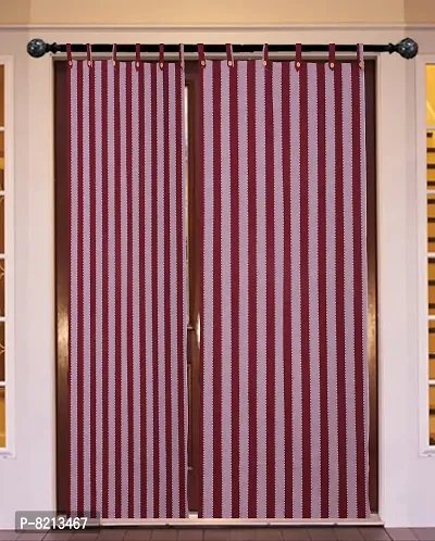 Big Maroon Stripe Window Curtains Set of 2 pc 100% Cotton