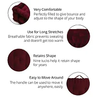 Encasa Homes Square Floor Cushions 40 x 40 x 8 cm - Rich Maroon - Solid Dyed Canvas with Cotton Filler Large Size for Seating Meditation Yoga Pooja Guests Living Room Bedroom-thumb2