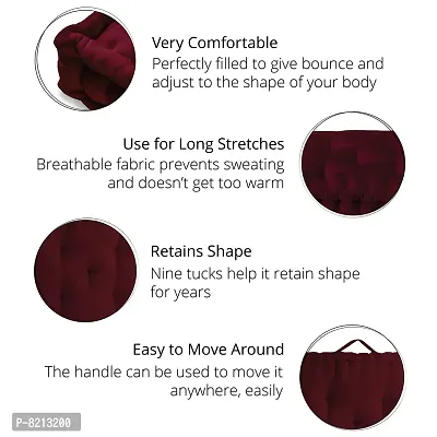 Encasa Homes Square Floor Cushions 40 x 40 x 8 cm - Rich Maroon - Solid Dyed Canvas with Cotton Filler Large Size for Seating Meditation Yoga Pooja Guests Living Room Bedroom-thumb3