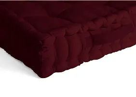 Encasa Homes Square Floor Cushions 40 x 40 x 8 cm - Rich Maroon - Solid Dyed Canvas with Cotton Filler Large Size for Seating Meditation Yoga Pooja Guests Living Room Bedroom-thumb1