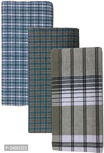 Elite Multicoloured Cotton Checked Lungis For Men Pack Of 3-thumb0