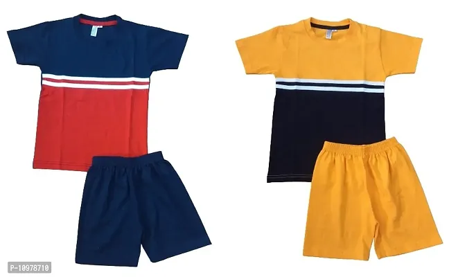 Boys Cotton Regular feet Round Neck Casual T Shirt and Shorts set of 2 pcs