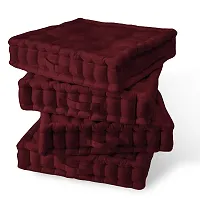 Encasa Homes Square Floor Cushions 40 x 40 x 8 cm - Rich Maroon - Solid Dyed Canvas with Cotton Filler Large Size for Seating Meditation Yoga Pooja Guests Living Room Bedroom-thumb4