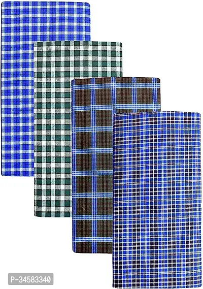 Elite Multicoloured Cotton Checked Lungis For Men Pack Of 4-thumb0