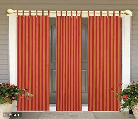 Red Stripe Loop Door Curtain Set of 3 PCS