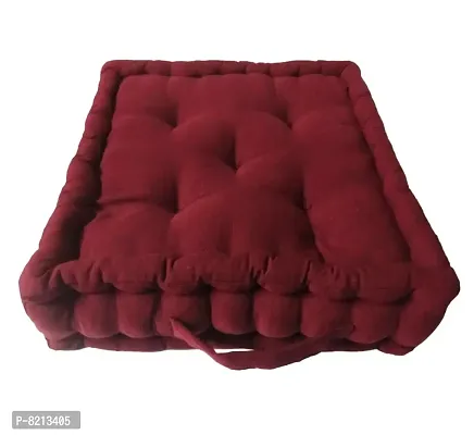 New Ladies Zone Cotton , Striped Floor Cushion (Maroon and Red, 40 cm X 40 cm, 16 x 16 inch, 1200 g Filling)