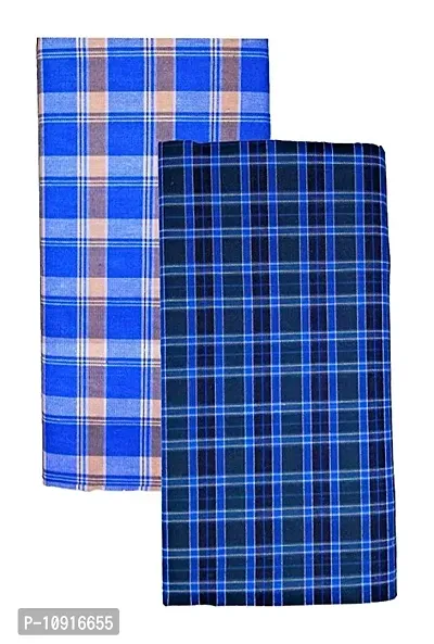 Stylish Fancy Cotton Checked 2Mtr Lungis Combo For Men Pack Of 2-thumb0