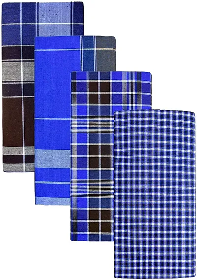 Cotton stithed lungi 2 Mtr Set of 4PCS