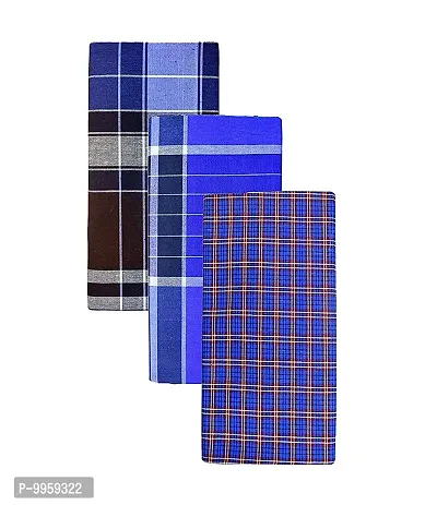 Stylish And Comfortable Cotton Checked Lungis Combo For Men Pack Of 3-thumb0