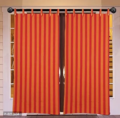 Red Strip Loop Door Curtain Set of 4 100% Cotton-thumb4