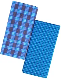 Elite Multicoloured Polycotton Checked Lungis For Men Pack Of 2-thumb1