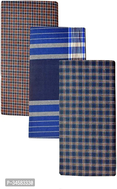 Elite Multicoloured Cotton Checked Lungis For Men Pack Of 3-thumb0