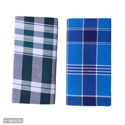 Stylish Fancy Cotton Checked 2Mtr Lungis Combo For Men Pack Of 2-thumb0