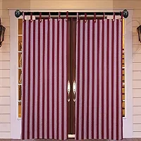 Big Maroon Strip Loop Door Curtain Set of 4 100% Cotton 4X7 FEET-thumb3