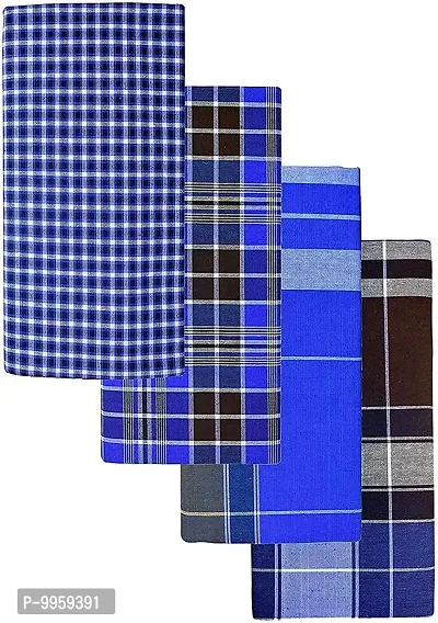 Stylish And Comfortable Cotton Checked Lungis Combo For Men Pack Of 4