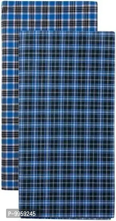 Stylish And Comfortable Cotton Checked Lungis Combo For Men Pack Of 2-thumb0