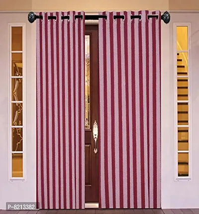 Big Maroon Stripe Loop Window Curtains Set of 2 pc