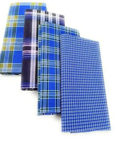 Stylish Fancy Cotton Checked 2Mtr Lungis Combo For Men Pack Of 4