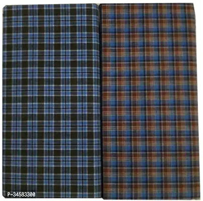 Elite Multicoloured Polycotton Checked Lungis For Men Pack Of 2-thumb0