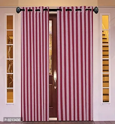 Big Maroon Stripe Ring Window Curtains Set of 2 pc