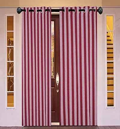 Blue Stripe Ring Door Curtain Sent of 2 100% Cotton