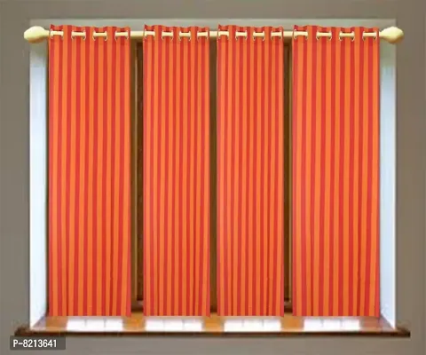 RED Stripe Loop Window Curtain Set of 4 100% Cotton, 5feet