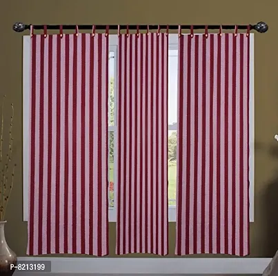 RED Stripe Loop Door Curtain Set of 3 PCS-thumb0