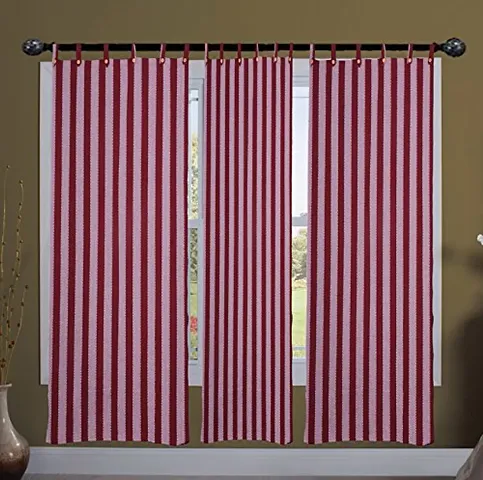 RED Stripe Loop Door Curtain Set of 3 PCS