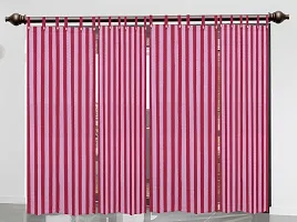 Big Maroon Stripe Door Curtains Set of 2 pc 100% Cotton-thumb2