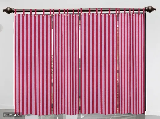 Big Maroon Stripe Door Curtains Set of 2 pc 100% Cotton-thumb3