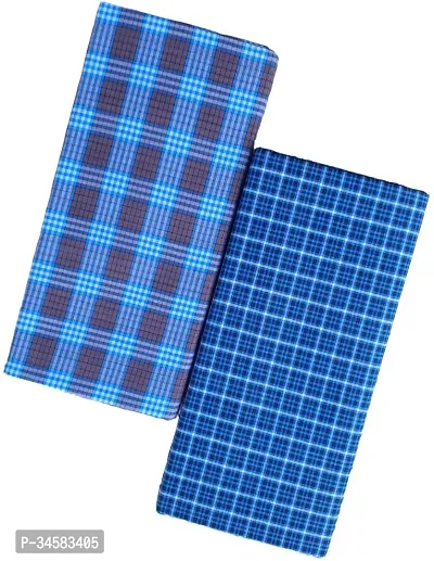 Elite Multicoloured Polycotton Checked Lungis For Men Pack Of 2-thumb0