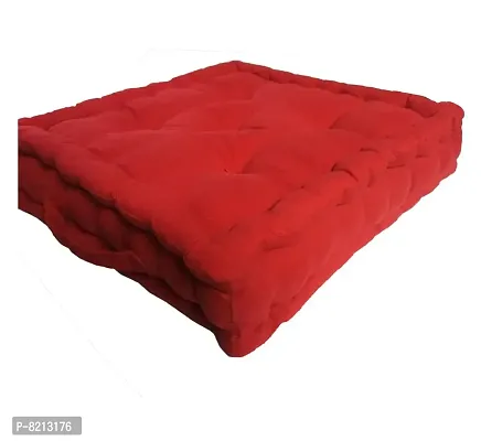 New Ladies Zone Cotton, Striped Floor Cushion (Red, 40 cm X 40 cm, 16 x 16 inch, 1200 g Filling)-thumb2