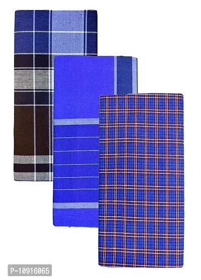 Stylish Fancy Cotton Checked 2Mtr Lungis Combo For Men Pack Of 3-thumb0