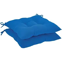 Blue Chair Pads 40x40cm 16X16 inch- Beige,Square Seat Cushions with Thick 600G Cotton Filler & Ties, Medium Size for Sitting, Pooja, Dining Table, Outdoor, Beige.Set of 2 pc-thumb1