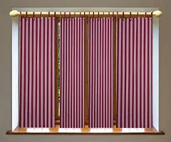 Maroon Strip Door Curtains Set of 2 100% Cotton-thumb2