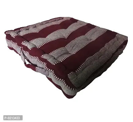 New Ladies Zone Striped Floor Cushion Pack of 1   (40 cm X 40 cm, 16 x 16 inch) 100% Cotton 1200 g Filling-thumb2