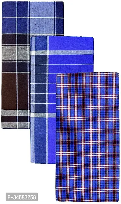 Elite Multicoloured Cotton Checked Lungis For Men Pack Of 3-thumb0