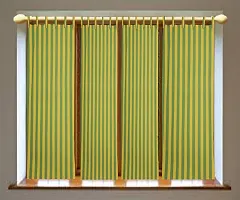 Green Yellow Strip Door Curtains Set of 2 100% Cotton-thumb2