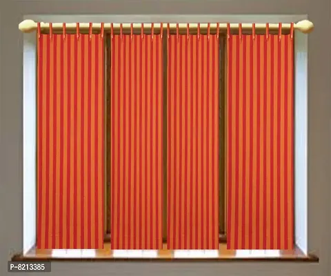 RED Strip Door Curtains Set of 2 100% Cotton-thumb3