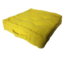 New Ladies Zone Striped Floor Cotton Cushion (40 X 40 cm, 14 x 14 inch,Yellow)-thumb2