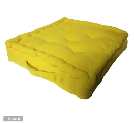 New Ladies Zone Striped Floor Cotton Cushion (40 X 40 cm, 14 x 14 inch,Yellow)-thumb3