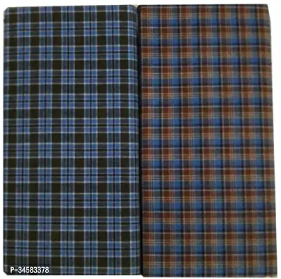 Elite Multicoloured Polycotton Checked Lungis For Men Pack Of 2-thumb0