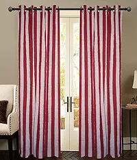 Big Maroon Stripe Loop Window Curtains Set of 2 pc-thumb2