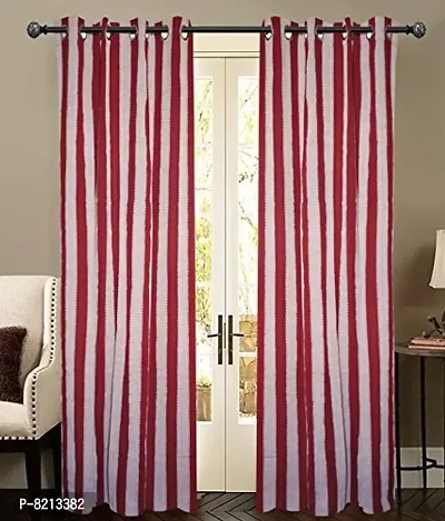 Big Maroon Stripe Loop Window Curtains Set of 2 pc-thumb3