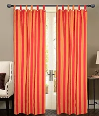 Red Strip Loop Door Curtain Set of 4 100% Cotton-thumb2